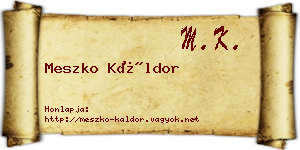 Meszko Káldor névjegykártya
